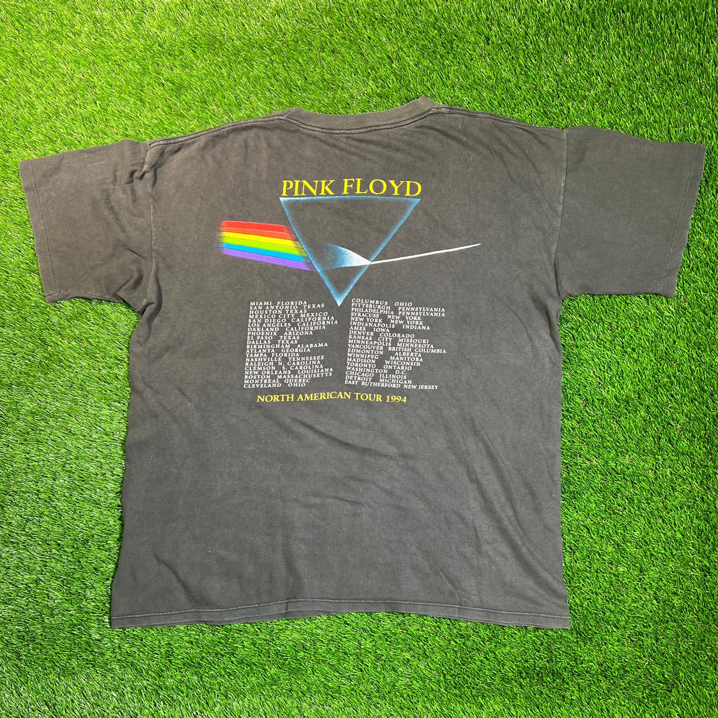 1992 Pink Floyd Dark Side of the Moon Black Tee Size XL USED v18856