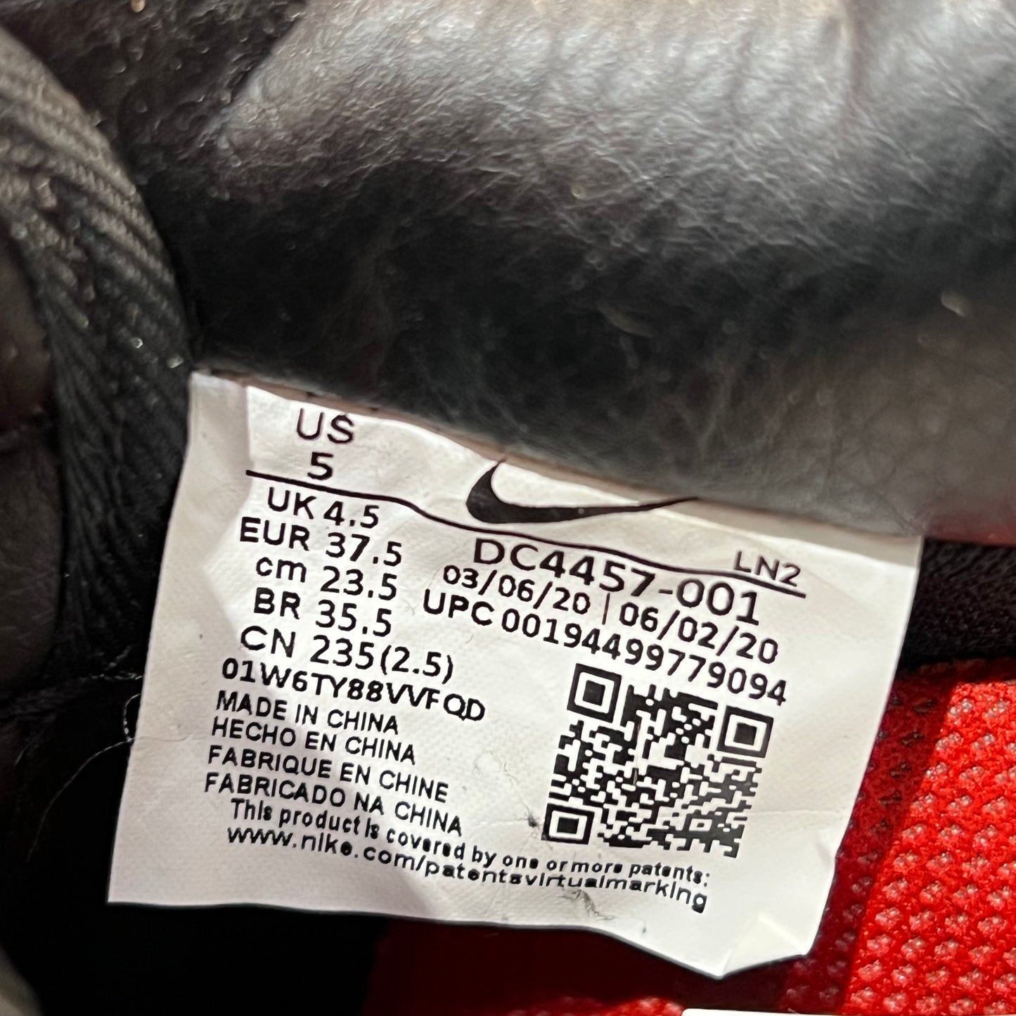 Nike Air Force One CPFM Black 2020 Size 5 NEW s14294