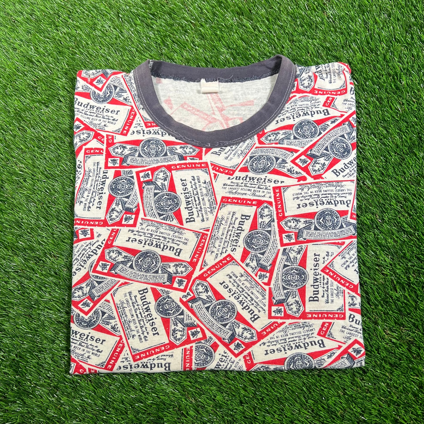 1980s Budwesier AOP Tee Size Medium USED v18159