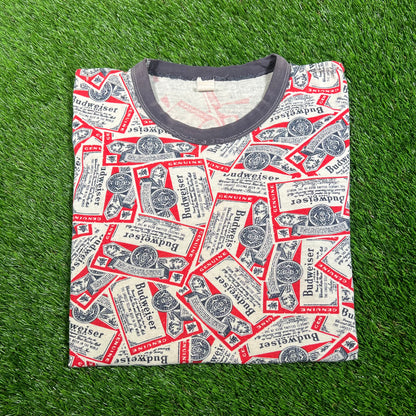 1980s Budwesier AOP Tee Size Medium USED v18159