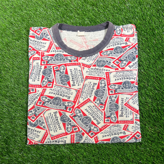 1980s Budwesier AOP Tee Size Medium USED v18159