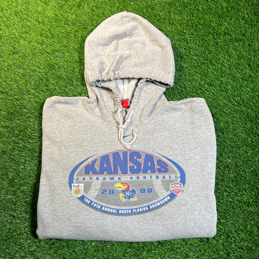 2008 Nike Kansas Football Grey Hoodie Size Medium USED v1889