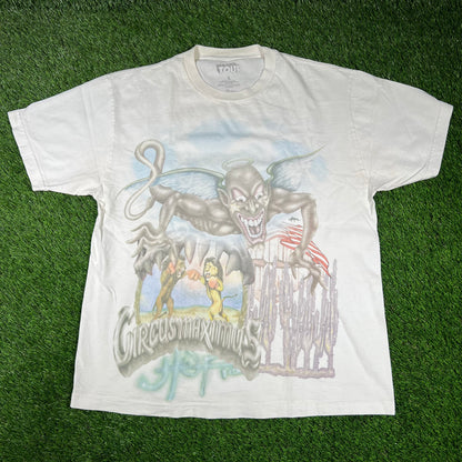 Travis Scott Circus Maximus White Strongman Tee Size Large USED x14493
