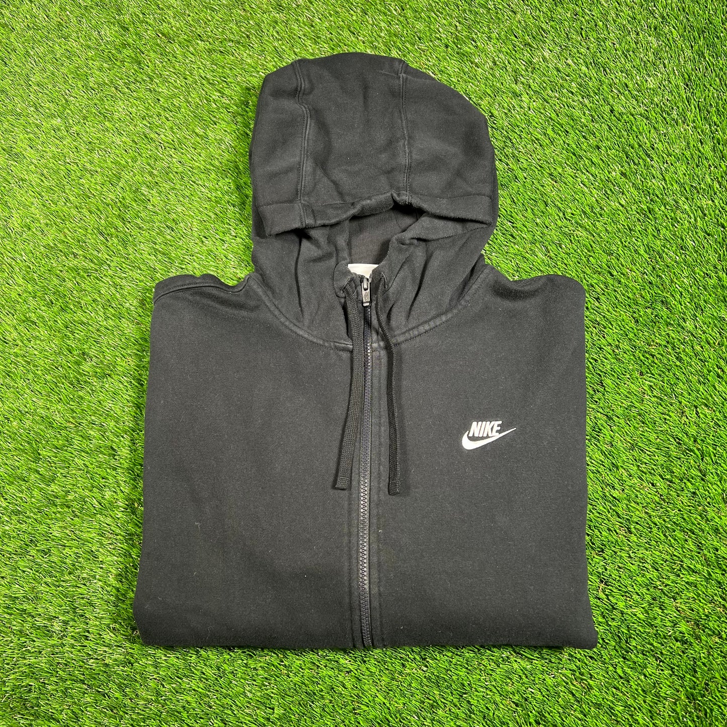 Nike Full Zip Black Logo Hoodie Size Large USED v17929