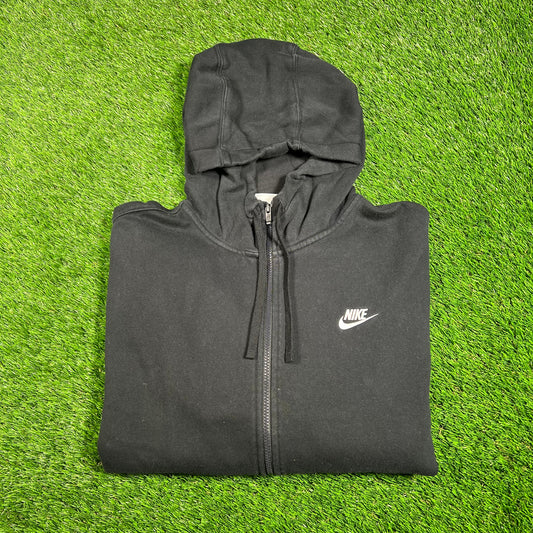 Nike Full Zip Black Logo Hoodie Size Large USED v17929