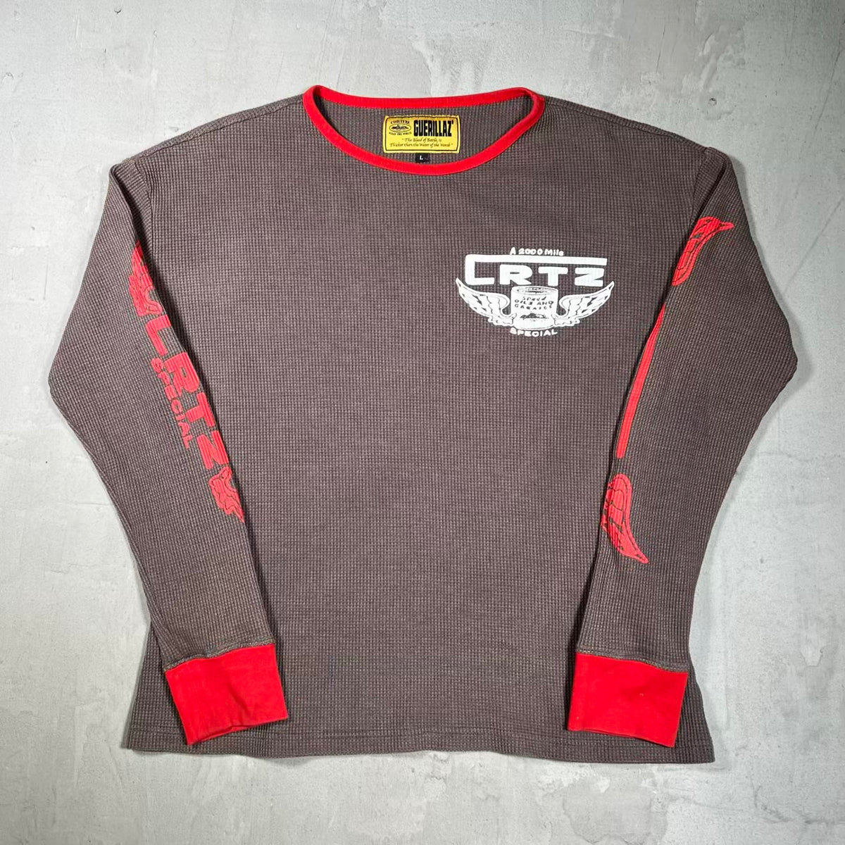 Corteiz Gasolina Brown Waffle Thermal Brown Size Large USED x18565