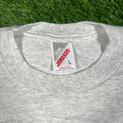 1990s "Born in the USA" Grey Humor Tee Size Large USED v17606