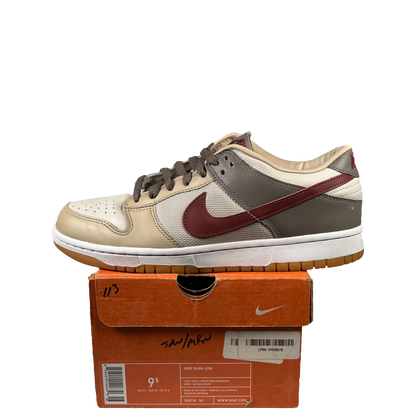 Nike Dunk Low Light Bone Rough Red (2003) Size 9.5 USED s19364