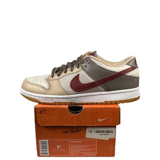 Nike Dunk Low Light Bone Rough Red (2003) Size 9.5 USED s19364