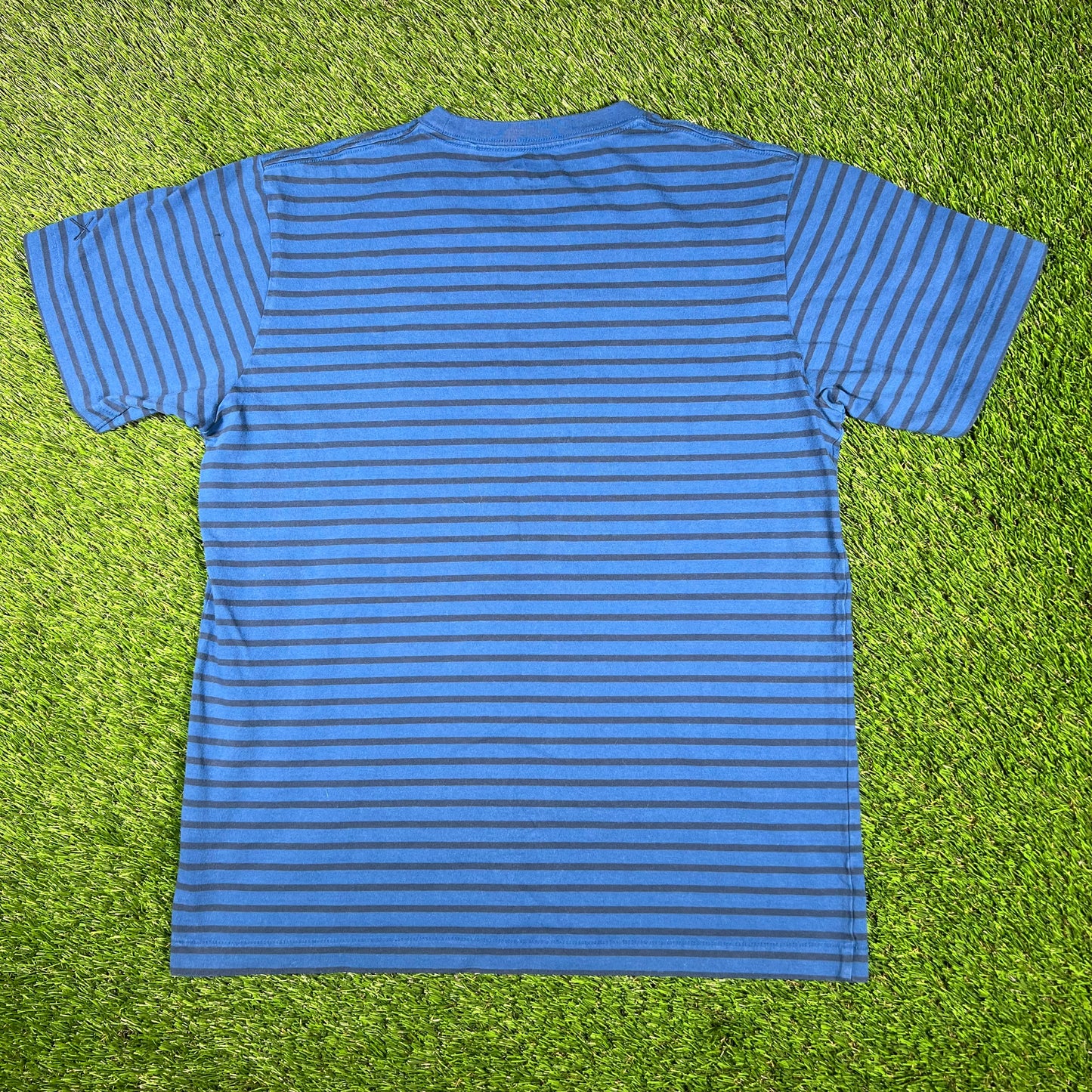 Kaws Uniqlo Blue Stripe Tee Size Medium USED x14796