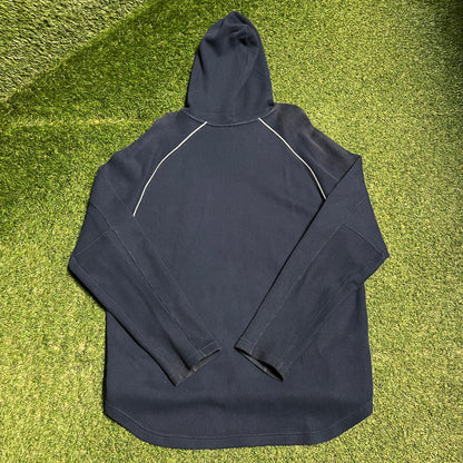 Y2K Nike Thermal Center Swoosh Navy Blue Hoodie Size XXL USED v16431