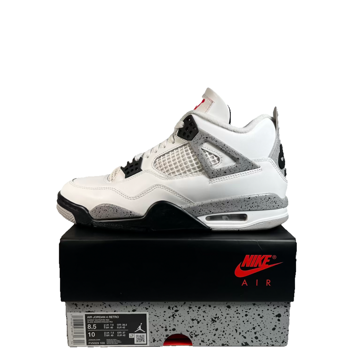 Jordan 4 White Cement (2025) Size 8.5 USED s23581