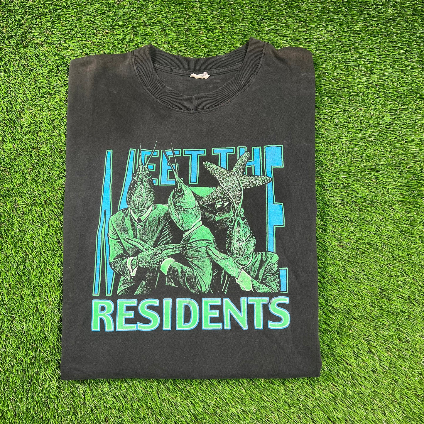 1990s "Meet the Residents" Black Jazz Band Tee Size Large USED v18275