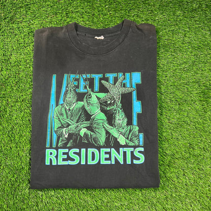 1990s "Meet the Residents" Black Jazz Band Tee Size Large USED v18275
