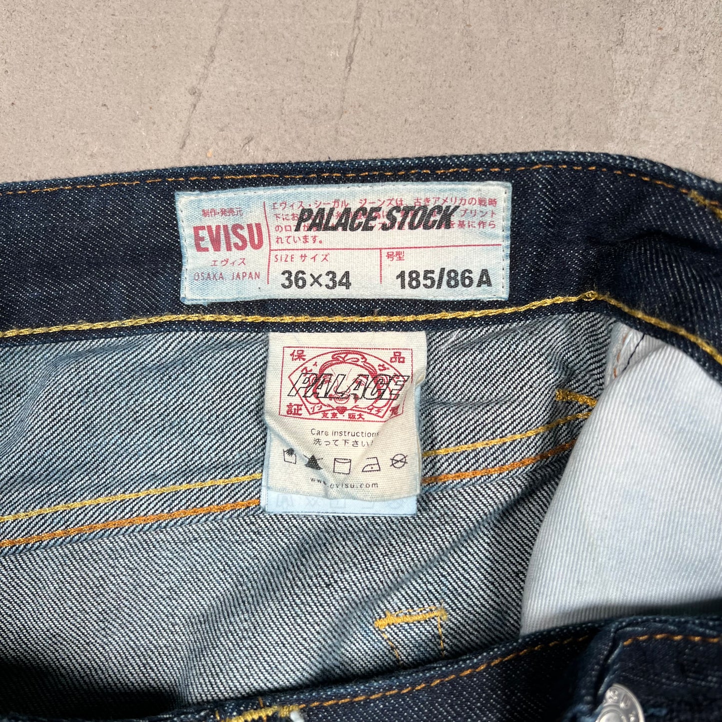 Palace Evisu Dice Dark Denin Jeans Size 36 USED x17586