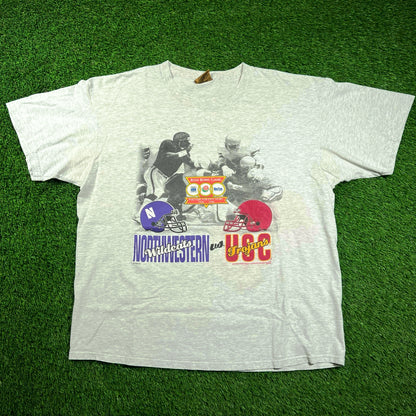 1996 Rose Bowl Game North Western WildCats vs USC Trojans Grey Tee Size XL USED v18486