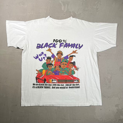 1990s Black Family  Wuz Up White Tee Size Large USED v20331