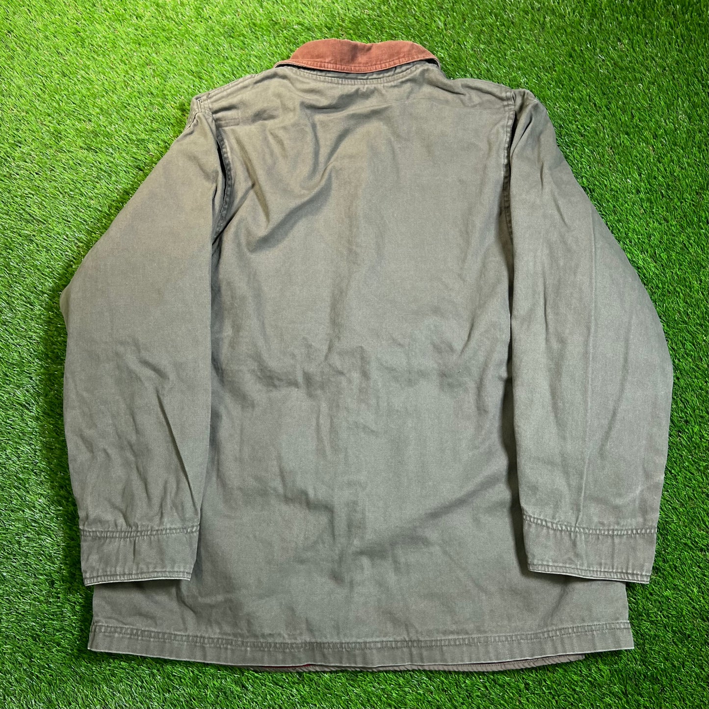 1990s Green Canvas Duck Hunting Flannel Lined Jacket Size XL USED v18806