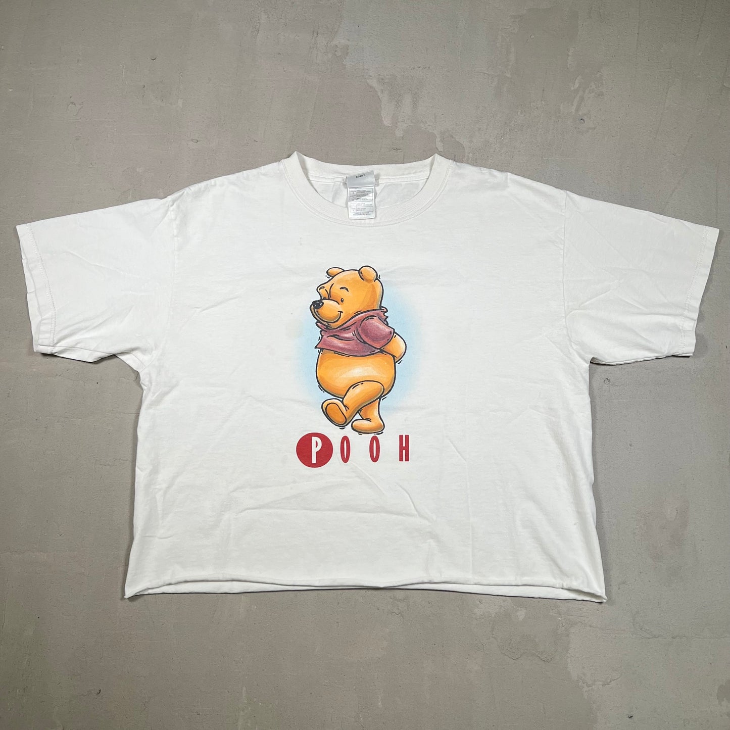 1990s Winnie the Pooh Cropped White Tee Size Large USED v18969