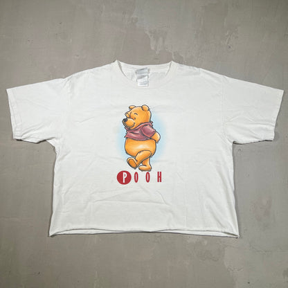 1990s Winnie the Pooh Cropped White Tee Size Large USED v18969