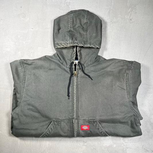 1990s Dickies Olive Hooded Workwear Jacket Size XL USED v20281
