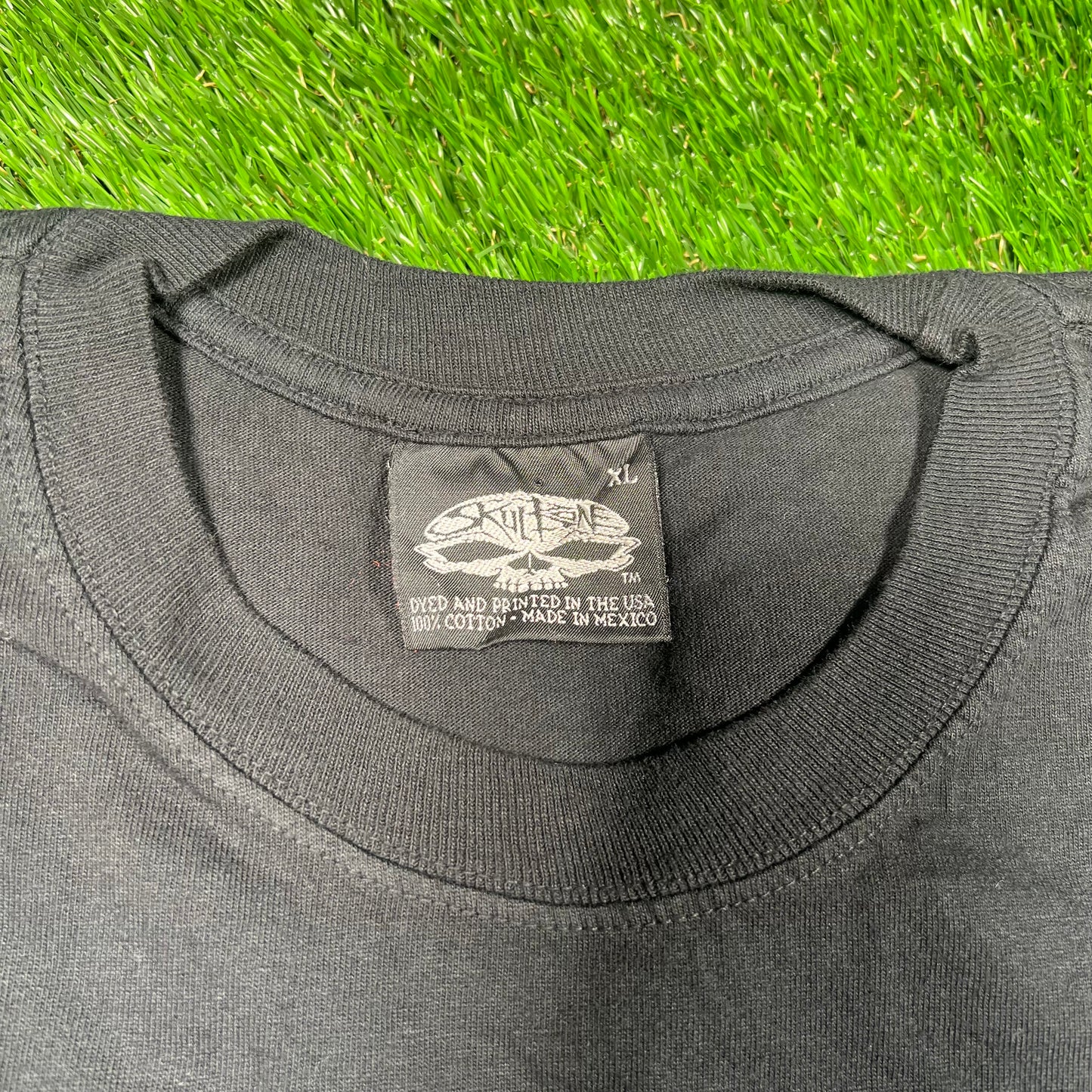 2007 Skull Bone Ghost Rider Flame Black Tee Size XL USED v18696