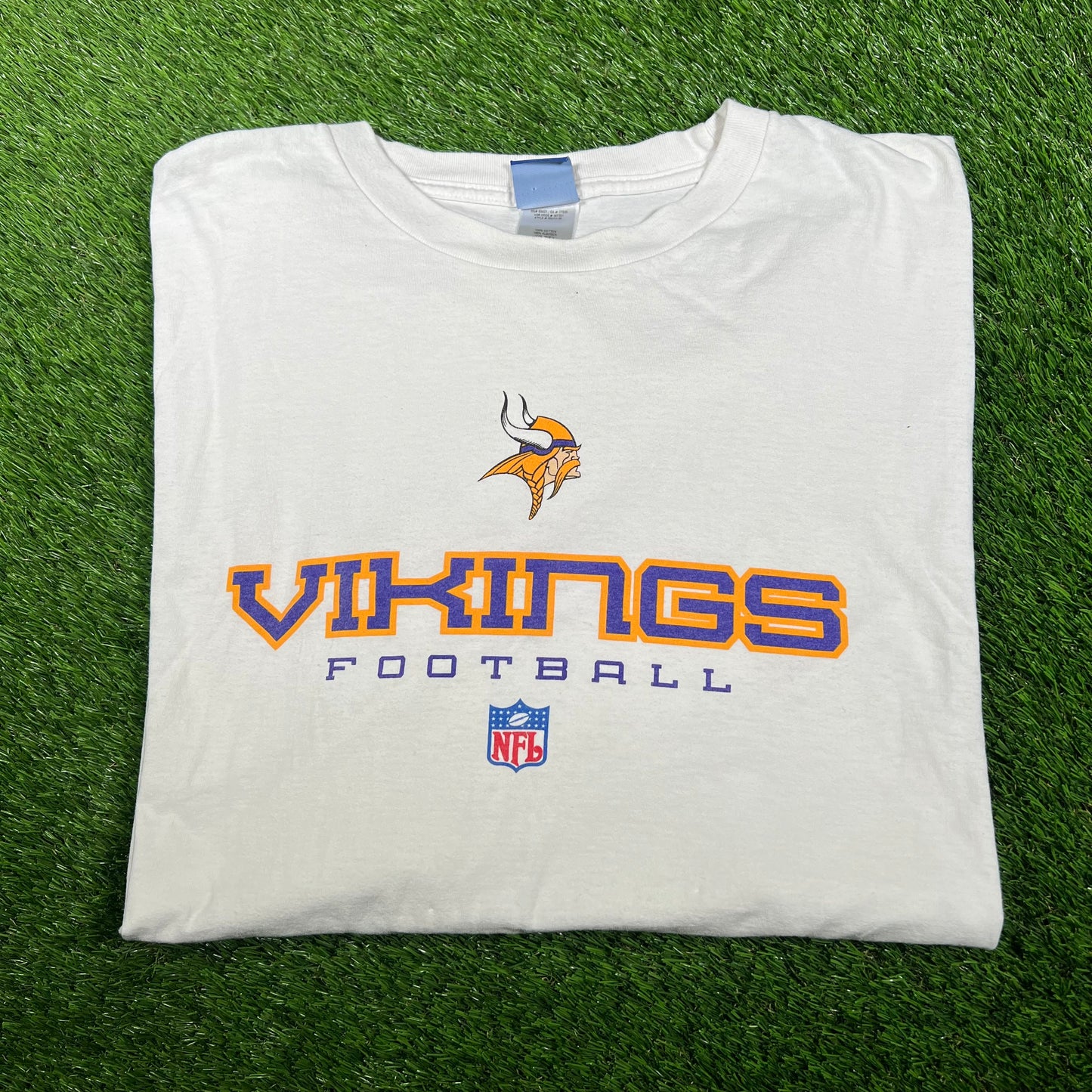 2010s Vikings Football White Tee Size 3XL USED v16981