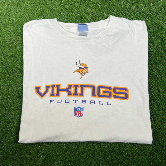 2010s Vikings Football White Tee Size 3XL USED v16981