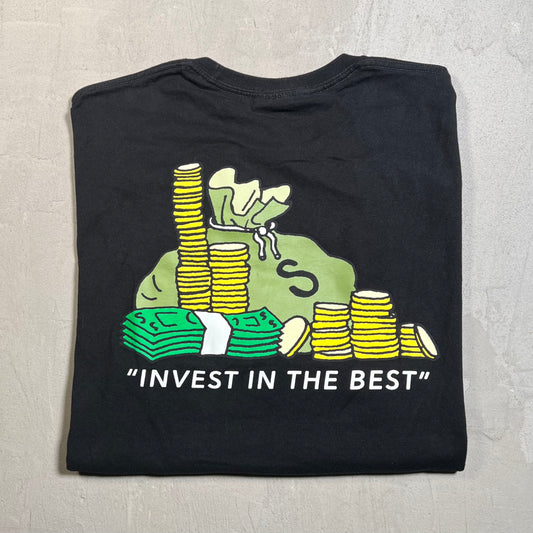 Stussy "Invest in the Best" Black Tee Size XL USED x17652