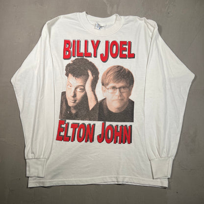 2002 Billy Joel Elton John Face to Face White Longsleeve Size Large USED v19160
