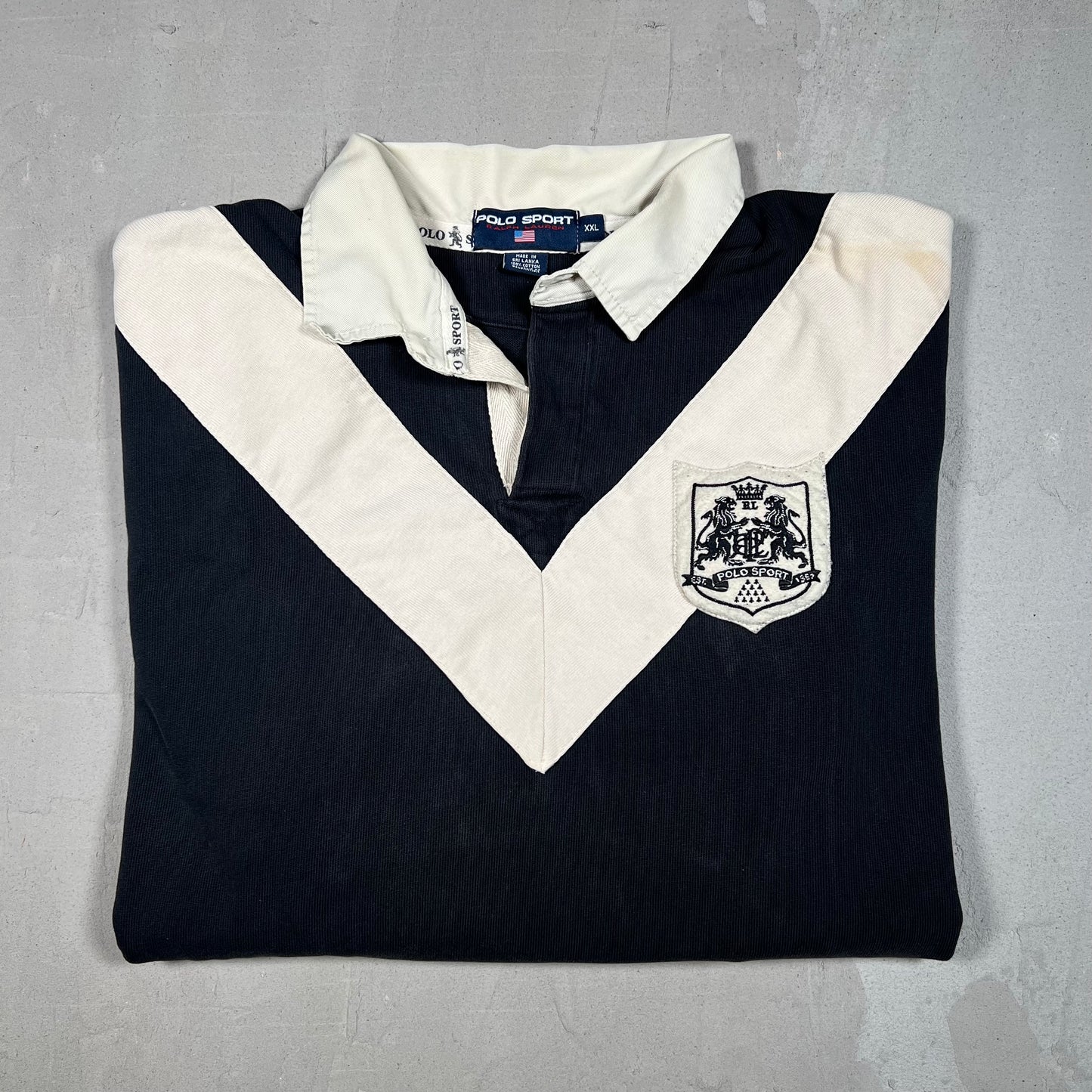 Y2K Polo Sport Black Rugby Longsleeve Size XXL USED v19140