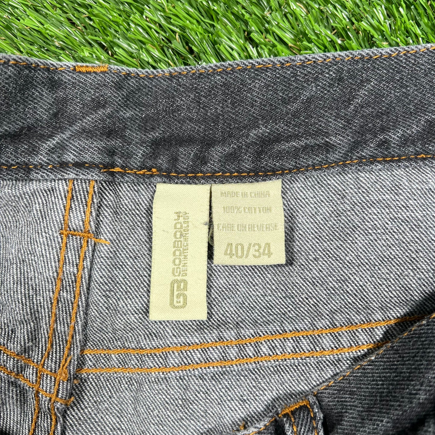 Y2K GodBody Washed Black Denim Jeans Size 40 USED v17024