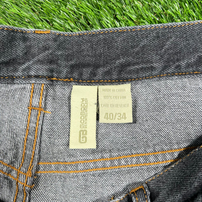 Y2K GodBody Washed Black Denim Jeans Size 40 USED v17024