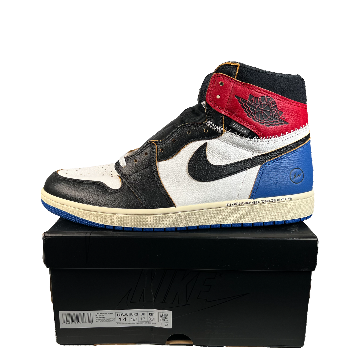 Jordan 1 High Fragment Union LA Sport Royal (2025) Size 14 NEW s22499