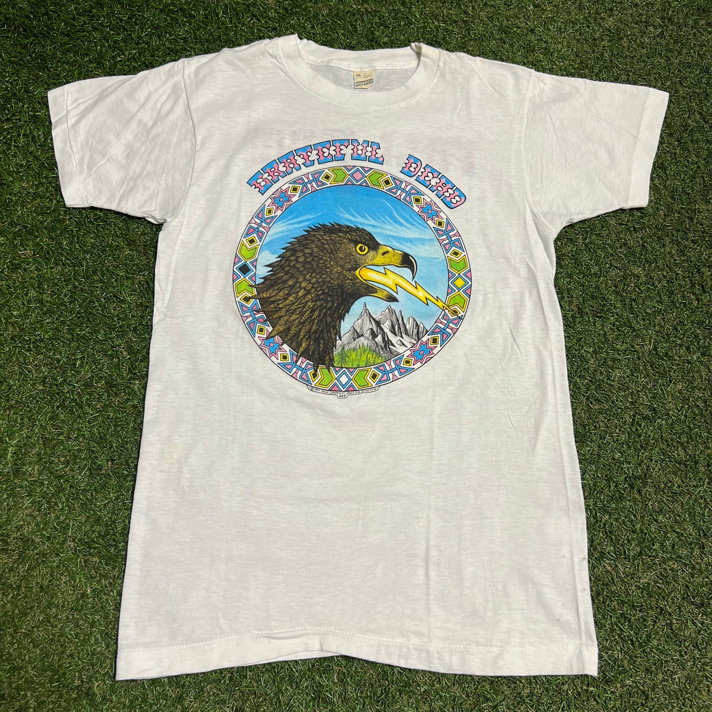 1984 Grateful Dead David Lundquist Eagle Eye White Tee Size Medium USED v16417