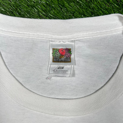 1998 Chicago Bulls Champions Gold Trophy White Tee Size XXL USED v16729