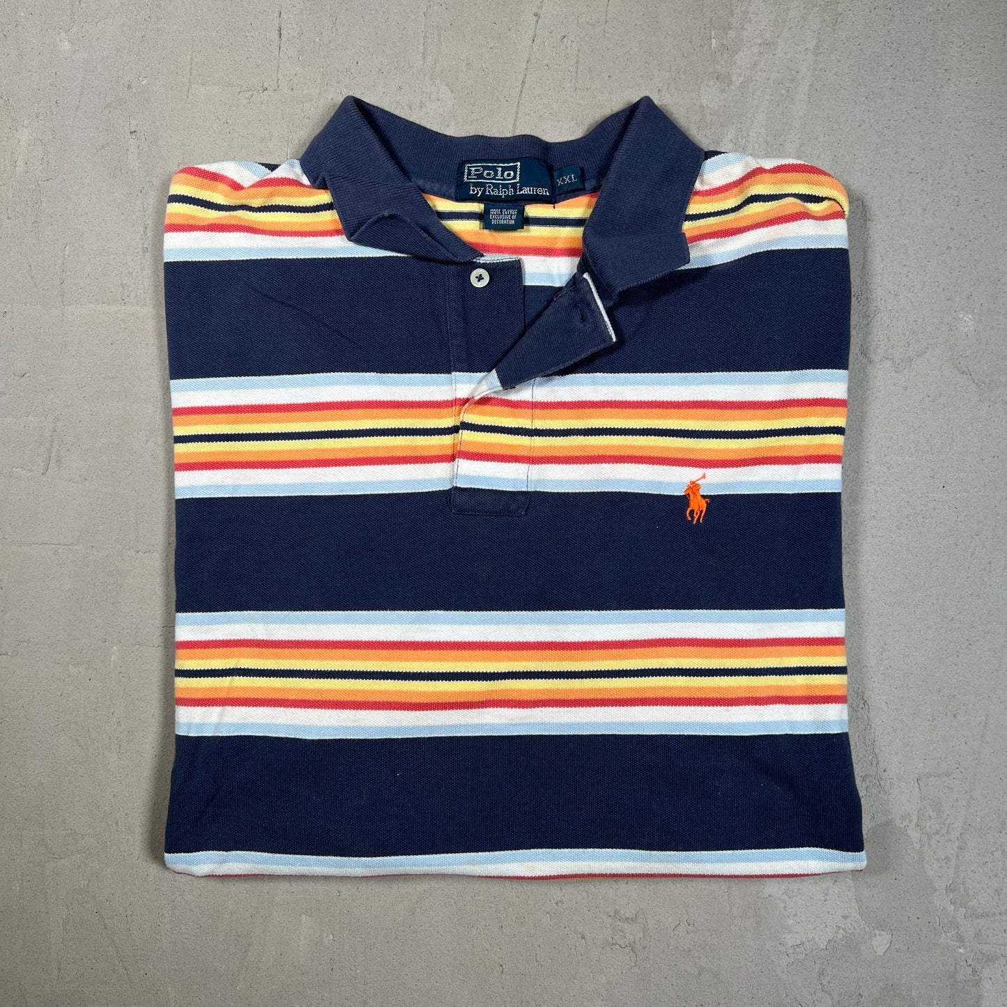 Y2K Polo Ralph Lauren Primary Striped Short Sleeve Polo Size XXL USED v19352