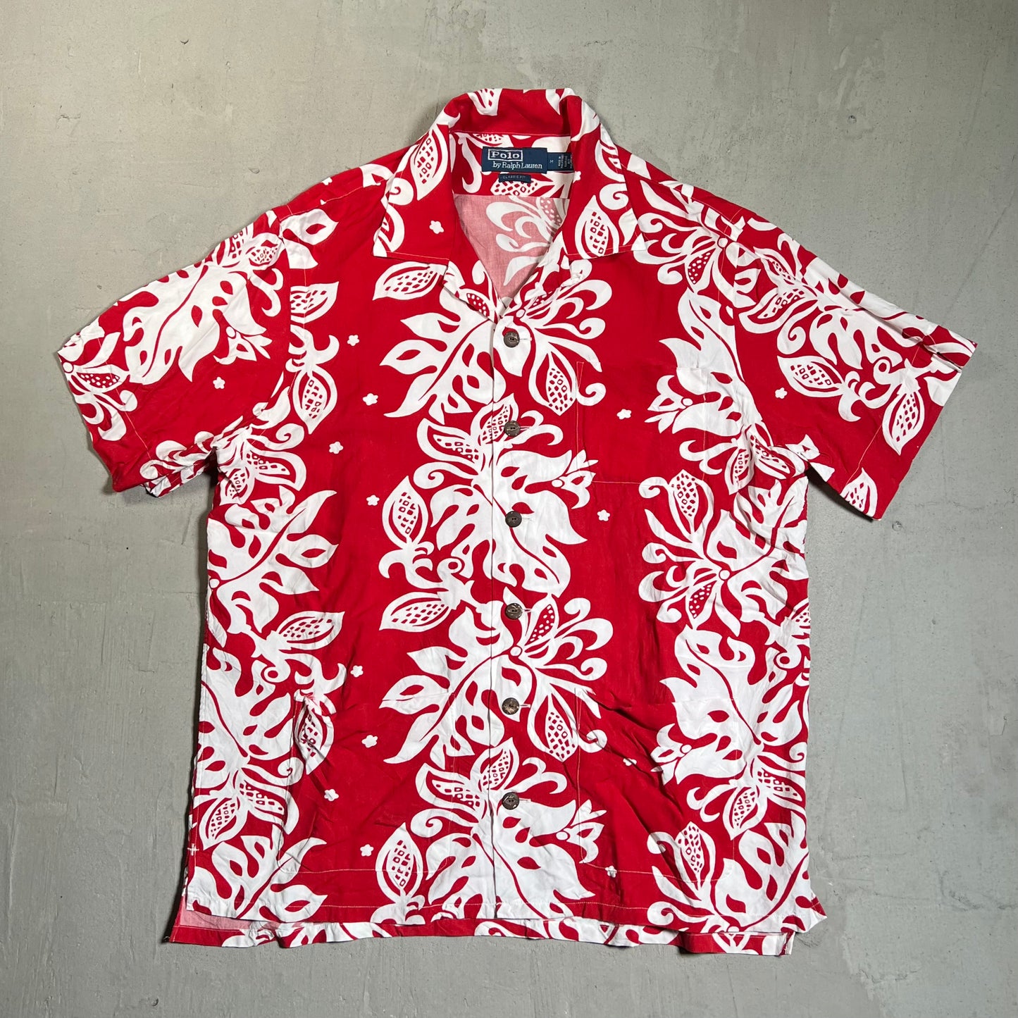 Y2K Polo Ralph Lauren Red/White Floral Button Up Shirt Size Medium USED v19591