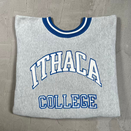 1990s Ithaca College Grey Crewneck Size Large USED v20136