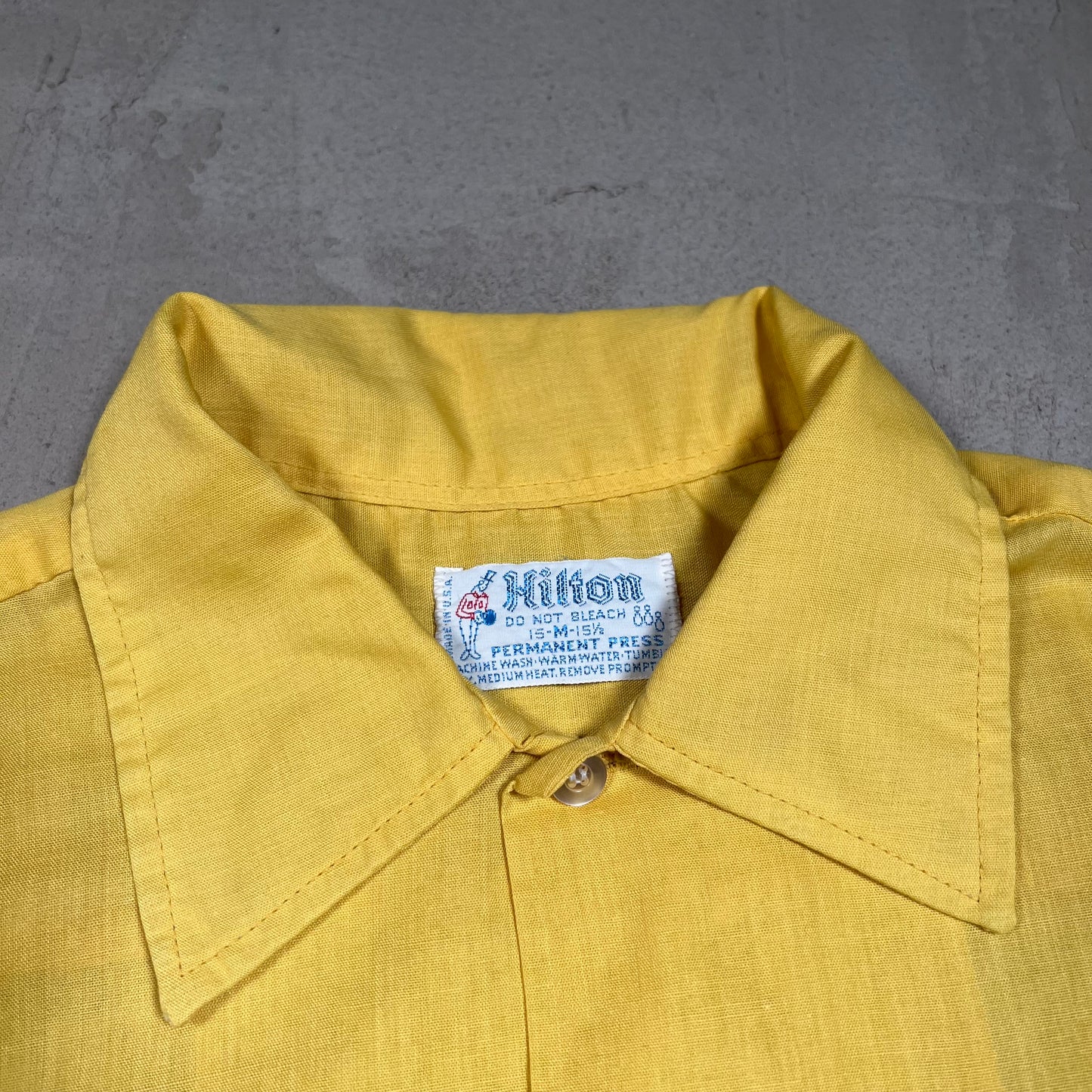 1960s Chain Stitch "Berkshire Heights Fire Co." Yellow Bowling Shirt Size Medium USED v16525