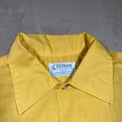 1960s Chain Stitch "Berkshire Heights Fire Co." Yellow Bowling Shirt Size Medium USED v16525