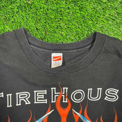 1991 FireHouse Rock World Tour Black Tee Size XL USED v18663