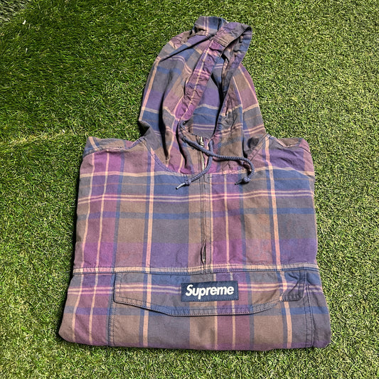 Supreme Purple Plaid Utility Anorak 2024 Size Medium USED x14106