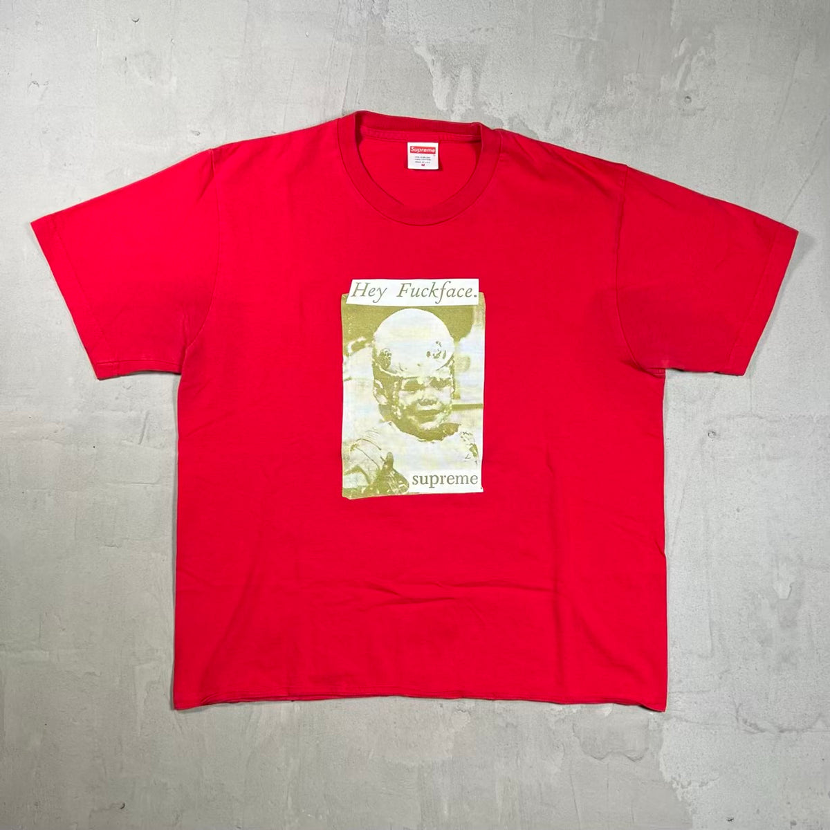 Supreme Hey Fuckface Cropped Red Tee Size Medium USED x18749