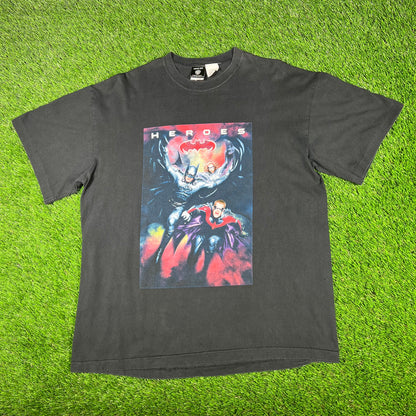 1997 Batman and Robin "Heroes and Villains" Black Tee Size XL USED v17250