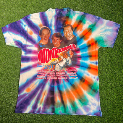 2002 The Monkees Monkeemania Tie Dye World Tour Tee Size XL USED v18204