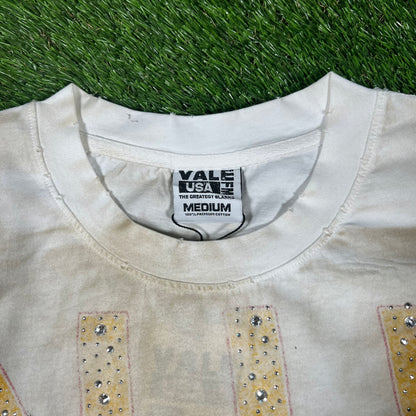 Vale Malcom X Rhinestone Cream Tee Size Medium NEW x15140