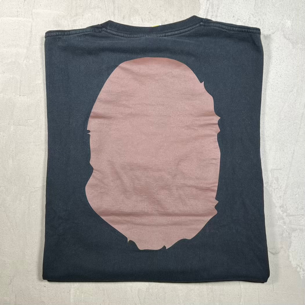 Bape Big Ape Head Black Tee Size Large USED x18745