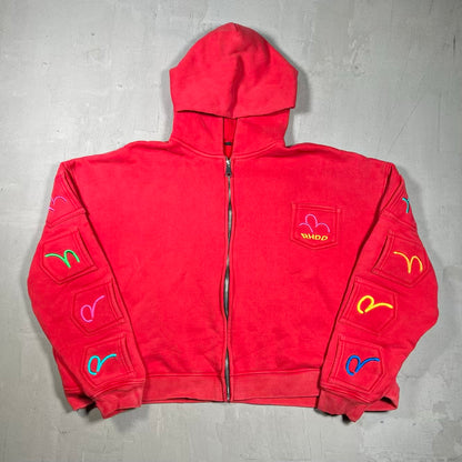 HMDD GV Gallery Raspberry Hills Lychee Red Zip Up Hoodie Size Medium USED x18197