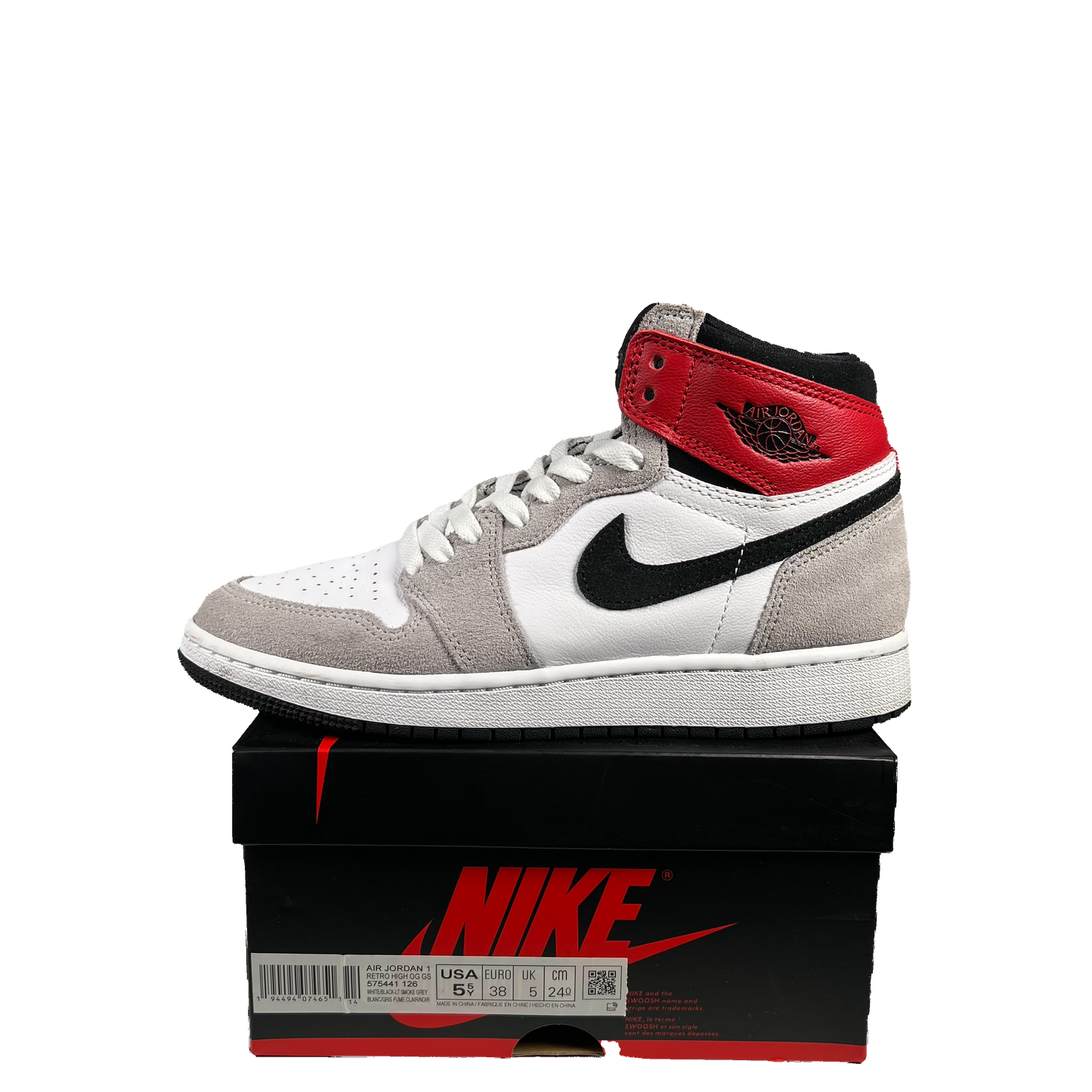 Jordan 1 High Light Smoke Grey (2020) Size 5.5y USED s19517